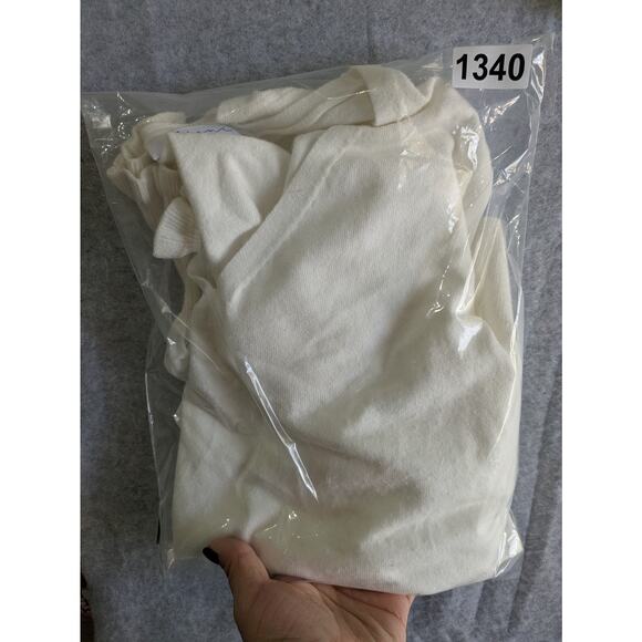 Sioni Milano Blouse‎ Womens Size L Ruffled Sheer Sleeve V-Neck Pullover Cream - Picture 8 of 8